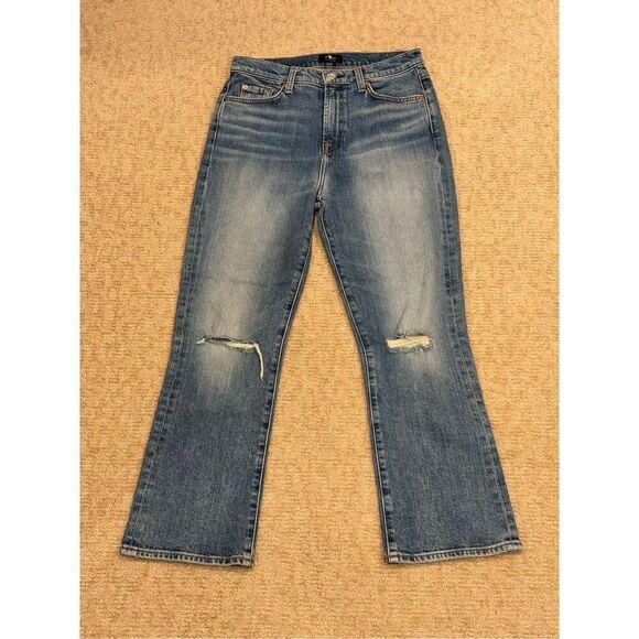 7 for All Mankind denim. Size 29. High waist and wide cropped leg. - Picture 2 of 9